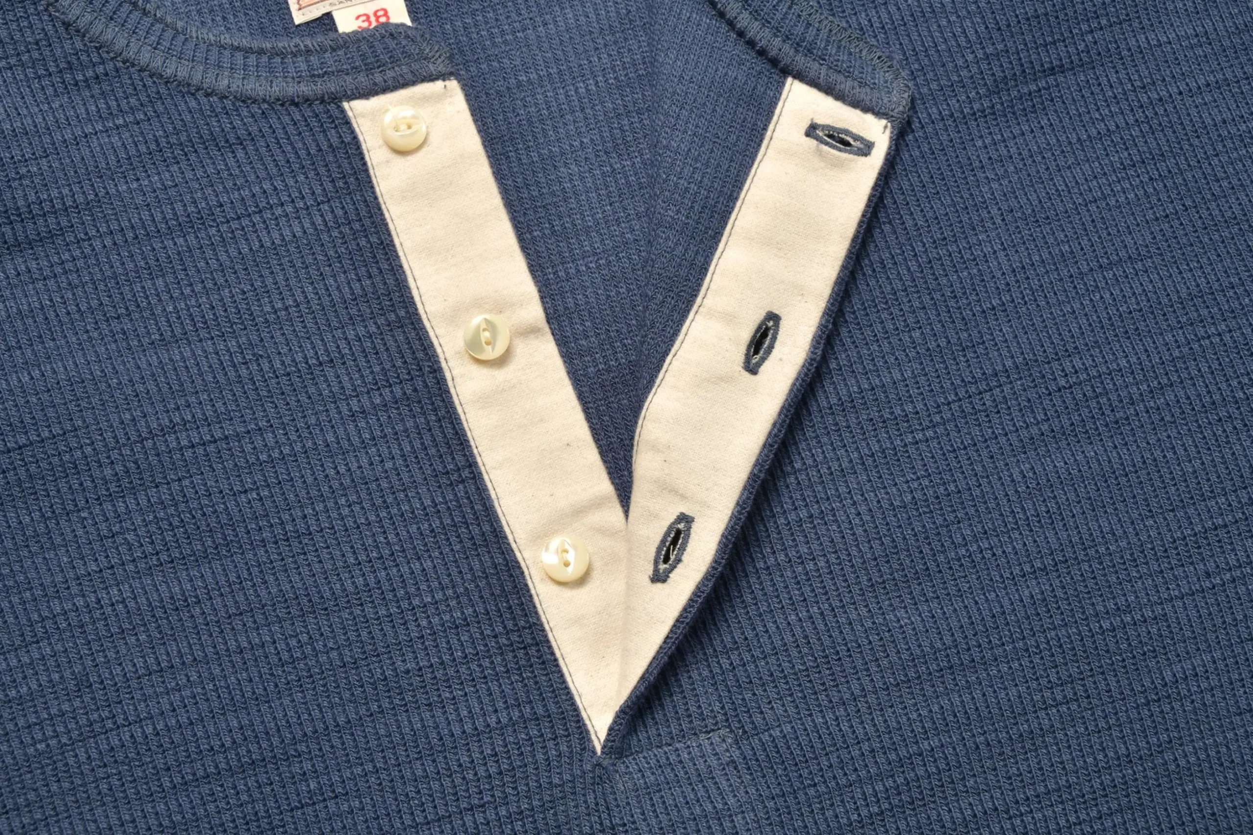 Thermal Shirts-Joe McCoy Western Cardigan Stitch Henley Shirt 125 Cobalt