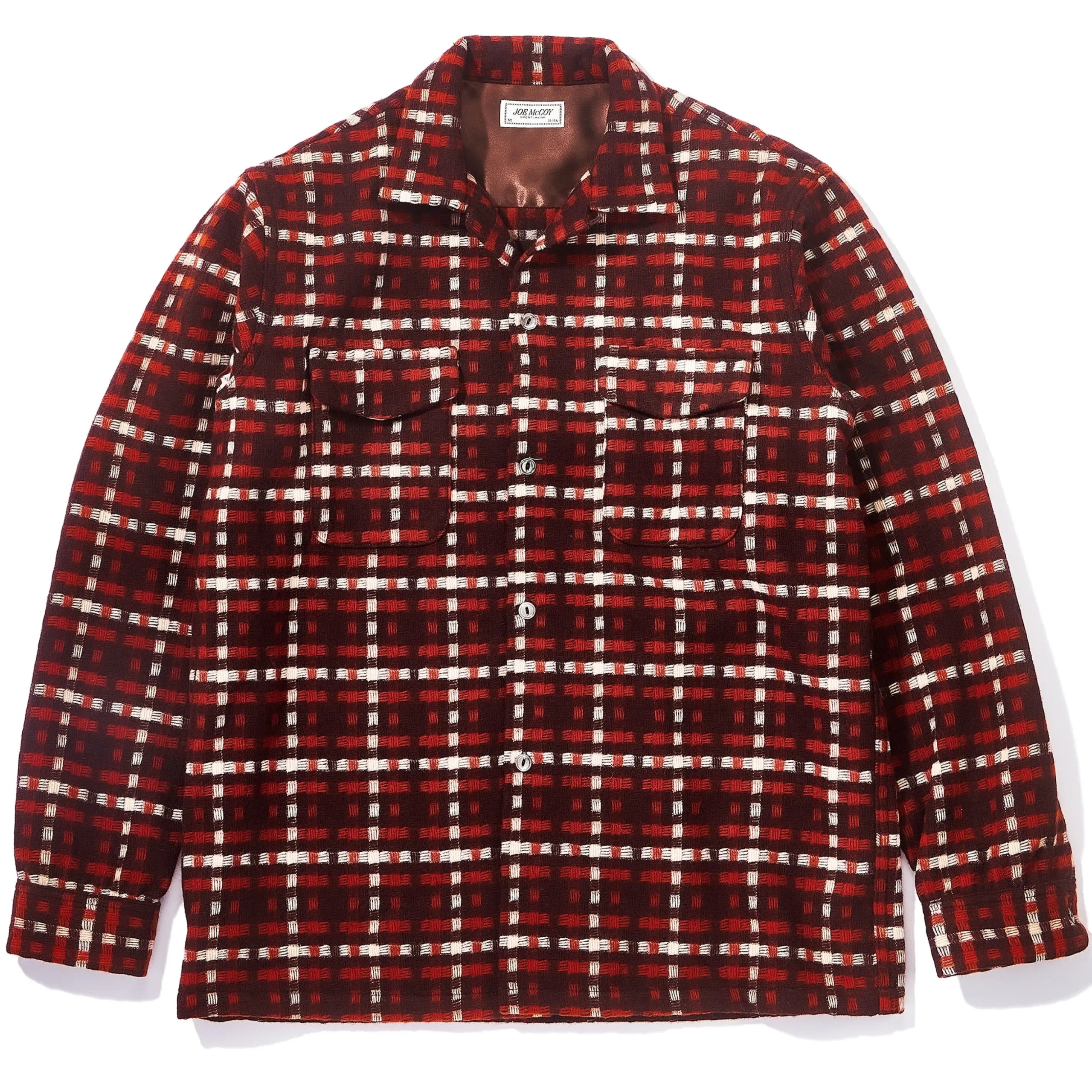 Shirts-Joe McCoy Wool Stripe Open-Collar Shirt Brown/Orange